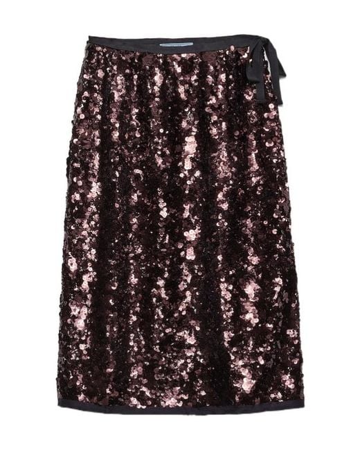 Prada Black Sequin-Embellished Midi Skirt