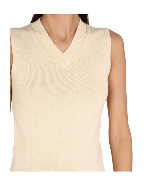 Aspesi Natural V-Neck Knitted Maxi Dress