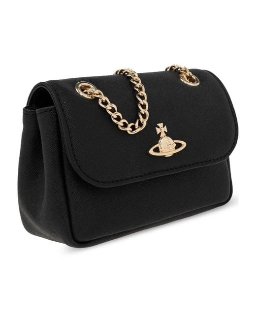 Vivienne Westwood Black Victoria Leather Shoulder Bag