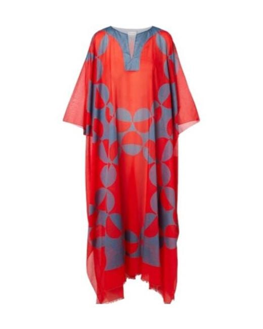 Dries Van Noten Red Printed Cotton Kaftan
