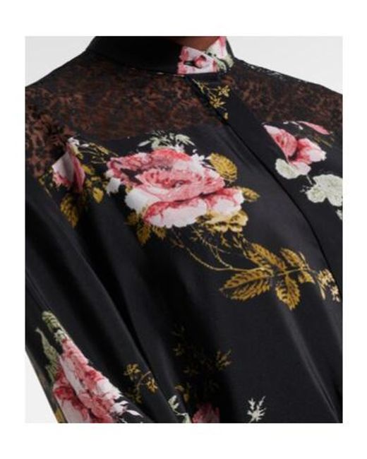 Erdem Black Floral Silk Crêpe De Chine Minidress