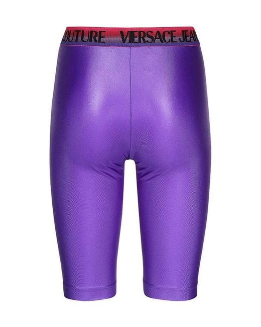 Versace Jeans Blue Logo-Waistband Cycling Shorts