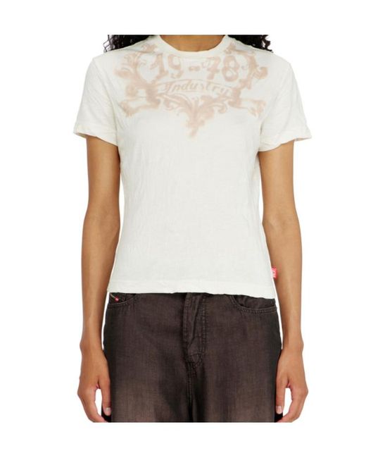 DIESEL White Graphic Printed T-Shirt