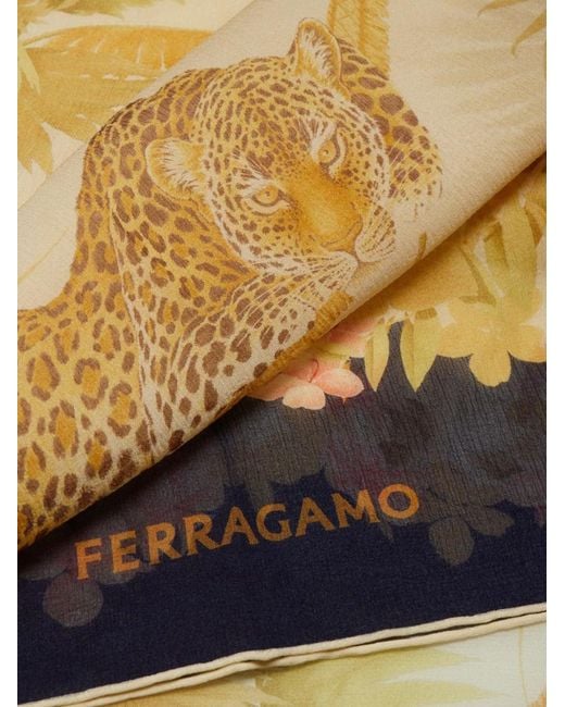 Ferragamo Yellow Jungle Print Silk Scarf