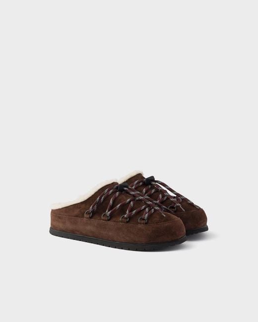 Prada Brown Suede Mules