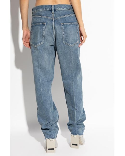 Fear Of God Blue Logo Detailed Straight Leg Jeans