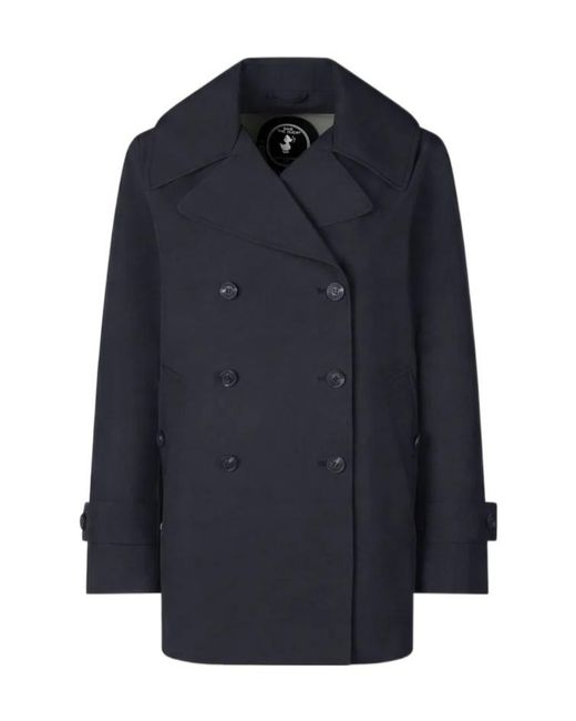 Save The Duck Blue Double-Breasted Raincoat Coat