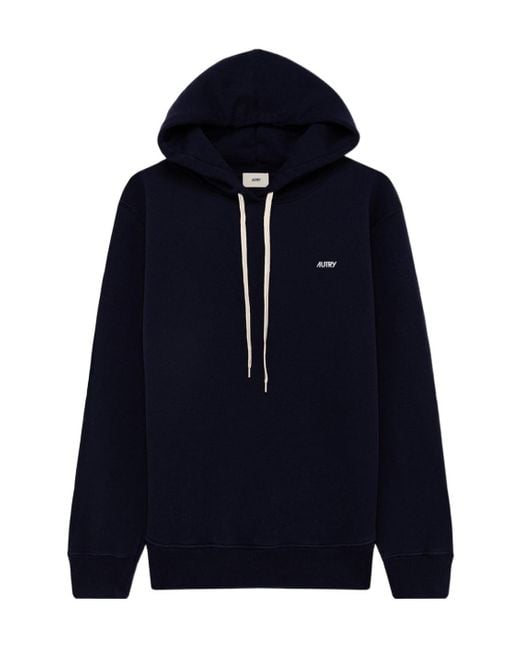 Autry Blue Logo-Embroidered Drawstring Hoodie for men