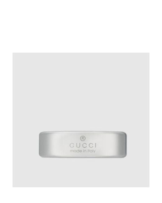 Gucci White Diagonal Interlocking G Ring for men