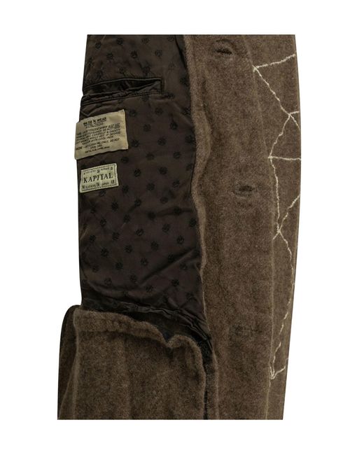 Kapital Green Embroidered Collarless Jacket for men