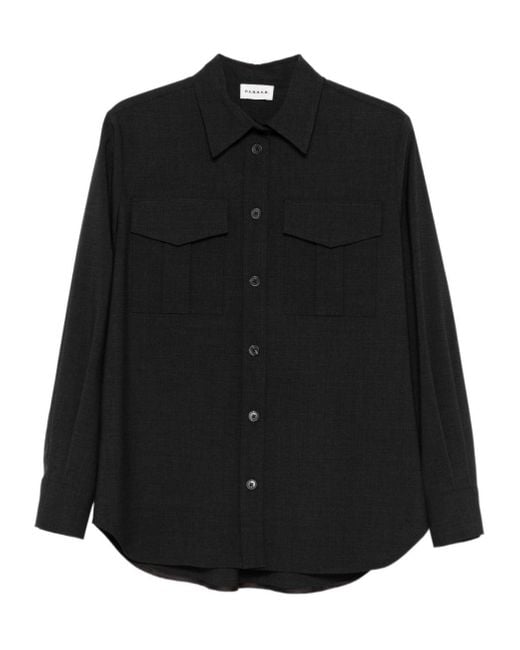 P.A.R.O.S.H. Black Double-Pocket Long-Sleeve Shirt