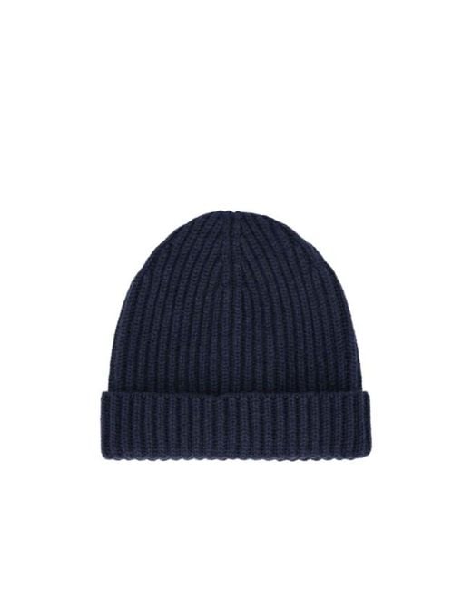 Loro Piana Blue Ribbed Cashmere Beanie for men