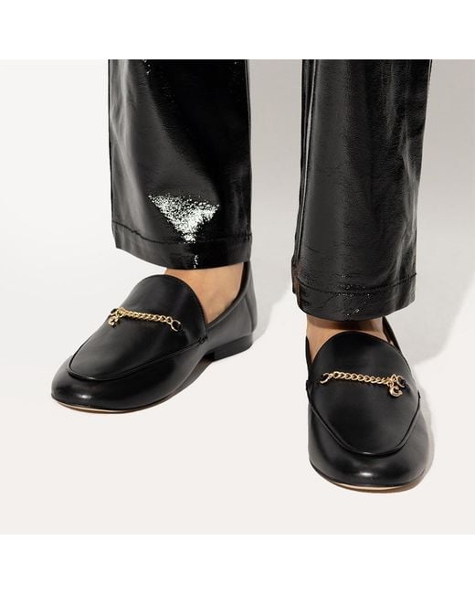 COACH Black Hanna Gold-tone Chain Leather Loafers