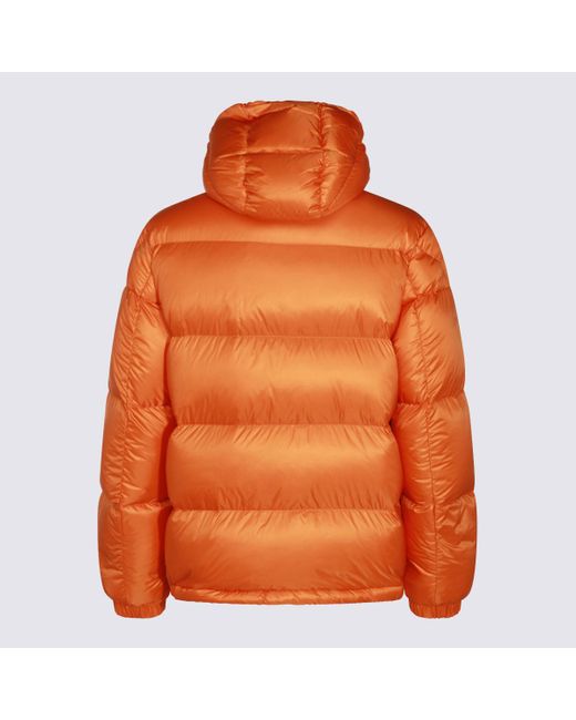 Moncler Orange Hooded Zip-Up Puffer Jacket for men
