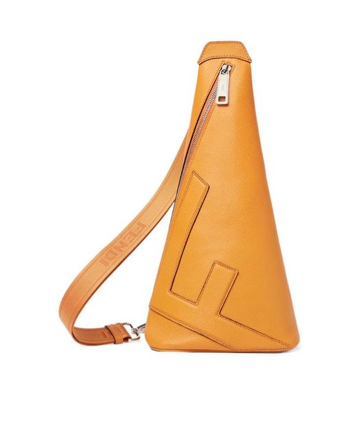 Fendi Orange Roma Leather Cono Small for men