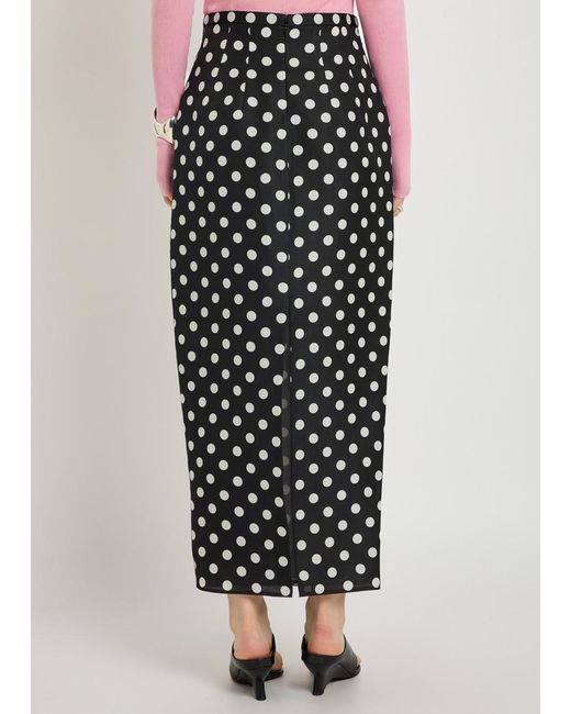 Khaite Black Winton Polka-Dot Silk Midi Skirt