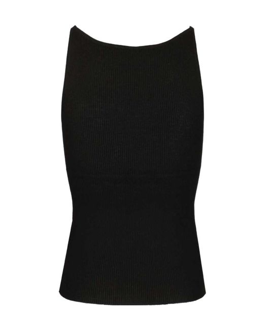 Lisa Yang Black Lynette Ribbed Slim Top