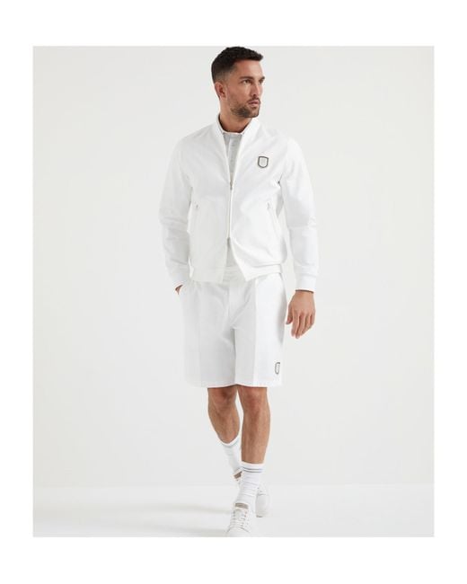 Brunello Cucinelli White Logo-Appliqué Tailored Shorts for men