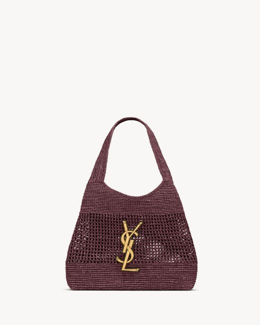 Saint Laurent Purple Icare Raffia Medium Handbag