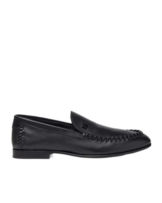 Fendi Black Braided Ff Slip-On Loafers for men