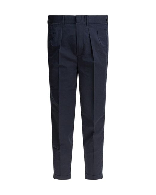 Tom Ford Blue Pleated Poplin Pants for men