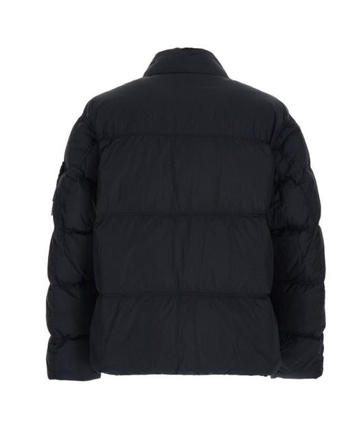 Stone Island Blue Logo Patch Bomber Jacket for men