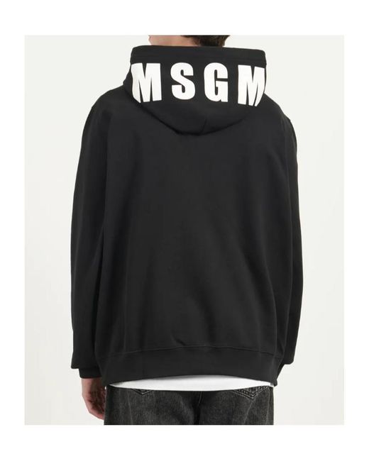 MSGM Black Logo Printed Hoodie for men