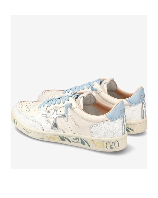 Premiata White Bsktclad Strapped Low-Top Casual Shoes