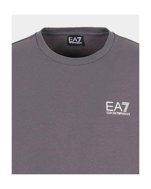 EA7 Gray Logo Round-Neck Sweater for men