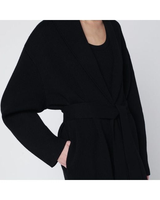 Totême  Black Totême Single-Breasted Belted Coat