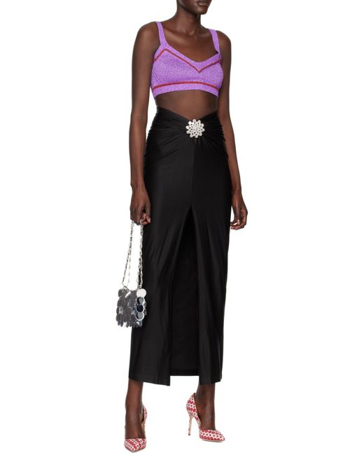Rabanne Purple Metallic Knit Cropped Top