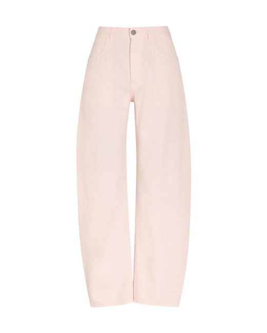 Alaïa Pink Solid Color Barrel-Leg Jeans