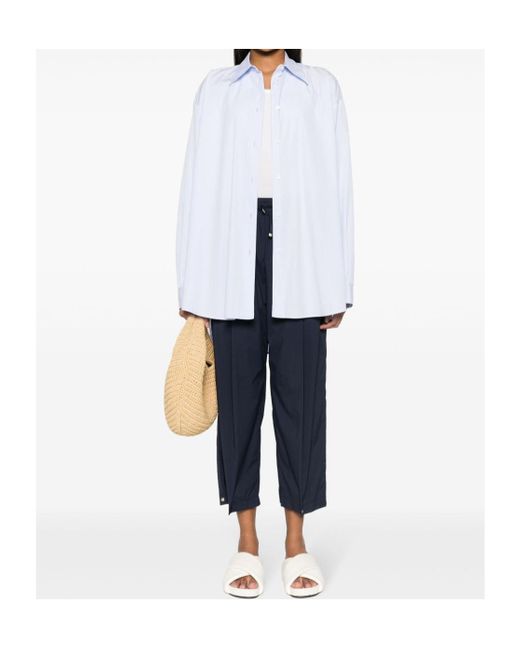 Herno Blue Lightweight Drawstring Cropped Trousers