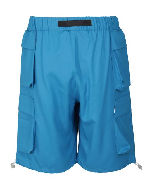 Bonsai Blue Virgin Wool Cargo Shorts for men