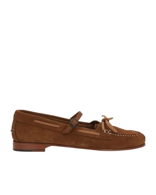 Hereu Brown Round-Toe Flat Shoes