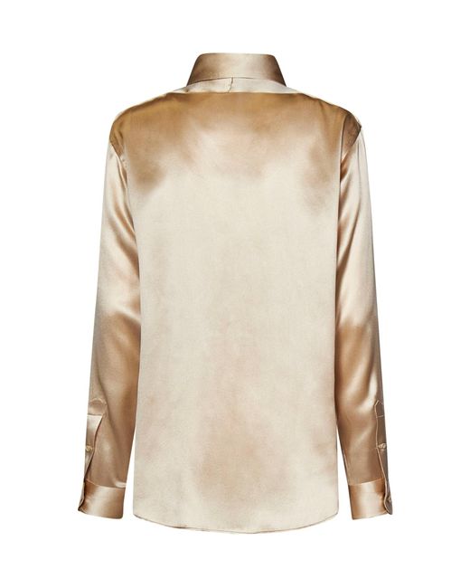 Tom Ford Natural Long-Sleeved Lapel Shirt