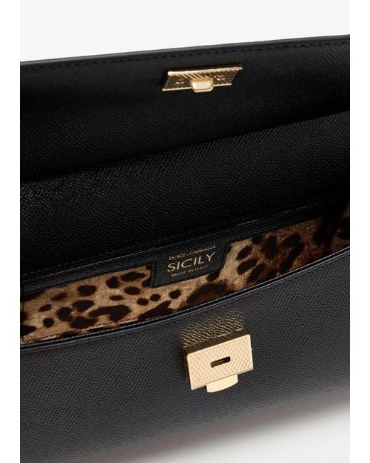 Dolce & Gabbana Black Logo Plaque Medium Sicily Handbag