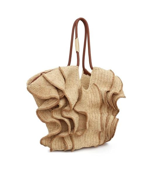 Zimmermann Natural Goldentime Medium Ruffle Tote