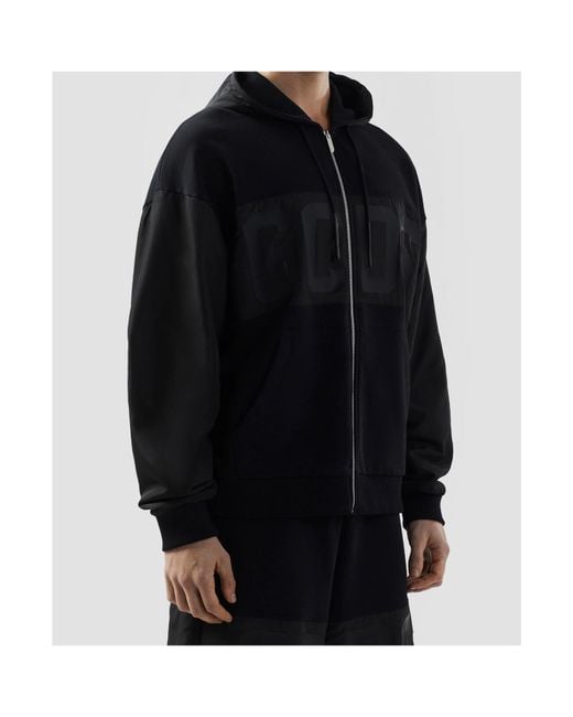 Gcds Black Logo Zip-Fastening Hoodie for men