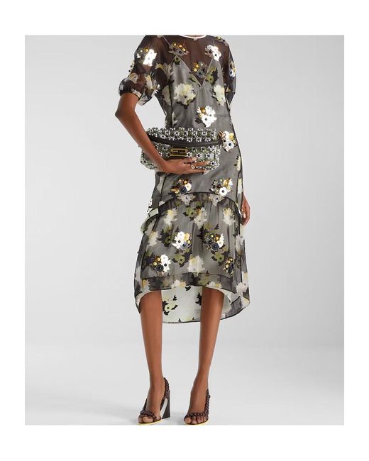 Fendi Multicolor Bouquet Appliquéd Sheer Dress