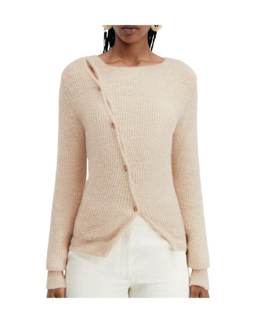 Jacquemus Natural La Pau Cut-Out Long-Sleeved Cardigan