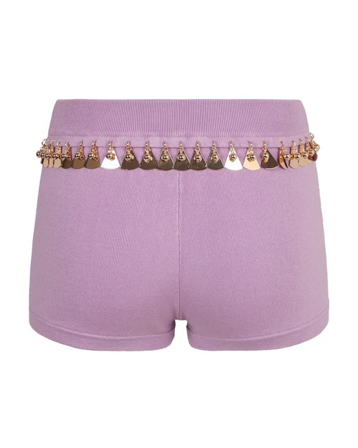 Rabanne Purple Knit Mini Shorts