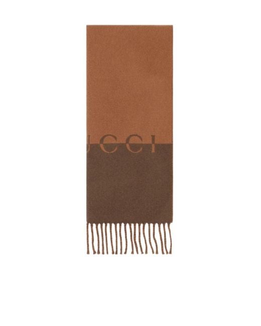 Gucci Brown Wool Cashmere Scarf