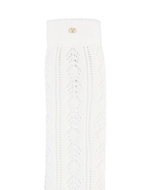Valentino White Vlogo Plaque Socks