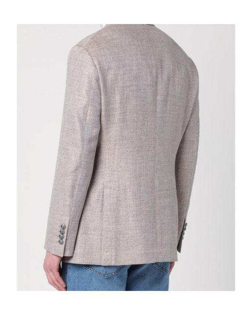 Brunello Cucinelli Gray Double-Breasted Long Sleeved Blazer for men