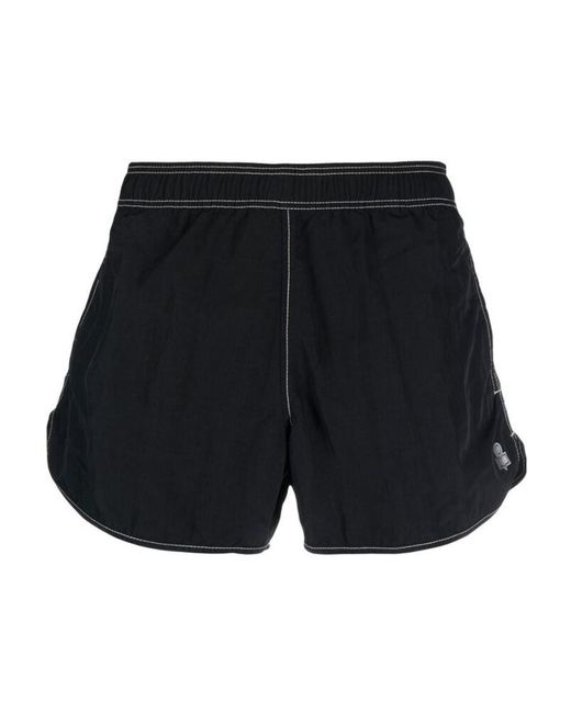 Isabel Marant Black Vicente Logo-Patch Swim Shorts for men