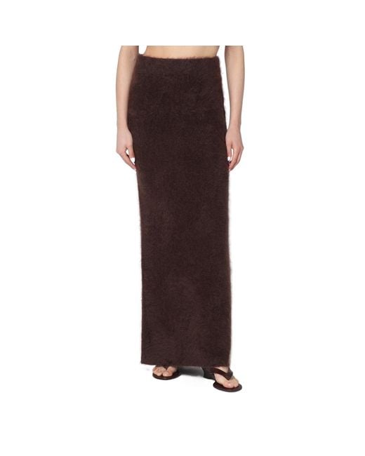 Soft Goat Brown Elastic Waist Skirt
