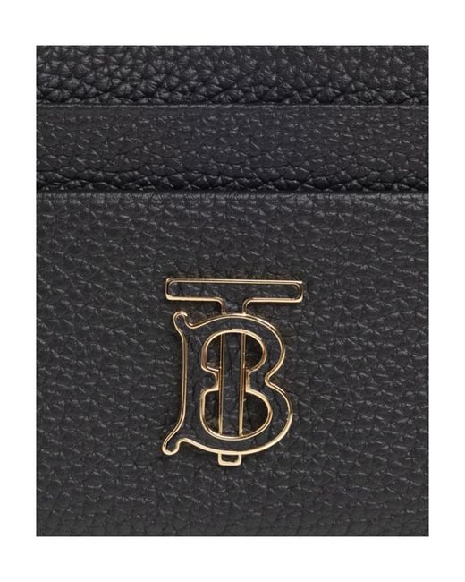 Burberry Black Logo Plaque Pebbled Card Holder