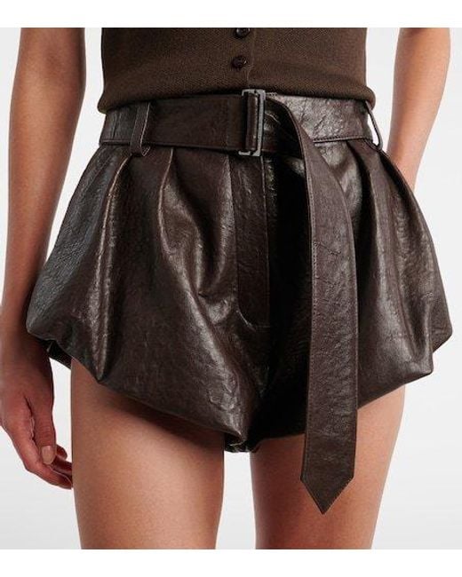 Magda Butrym Brown Belted Leather Shorts