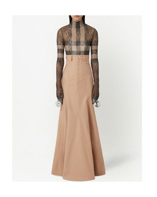 Burberry Natural High-Waist Flared Skirt